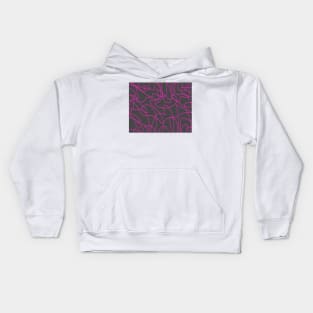 Line Art: Neon Pink on Gray Kids Hoodie